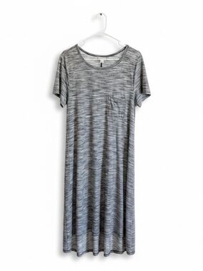 LuLaRoe Gray And Black Striped Midi Dress